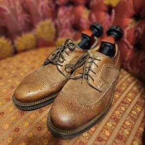 klondike mens 10 brown leather shoes oxfotd made in Italy
